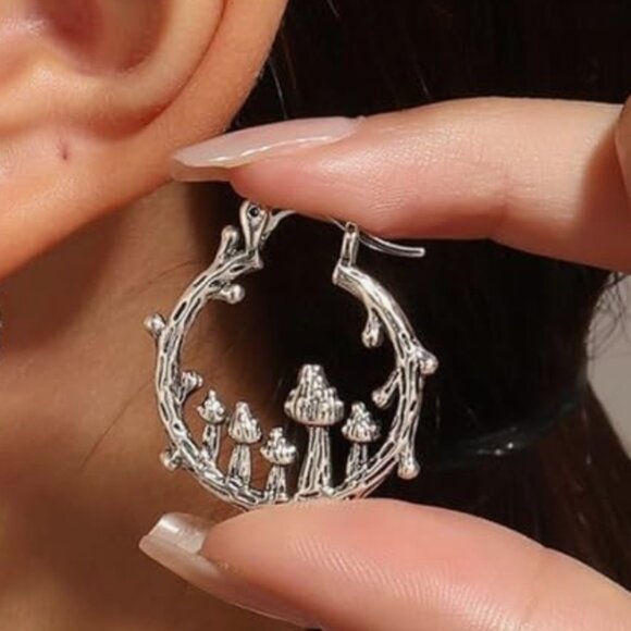 Anthro Mushroom 🍄 Hoops Earrings - Picture 3 of 3